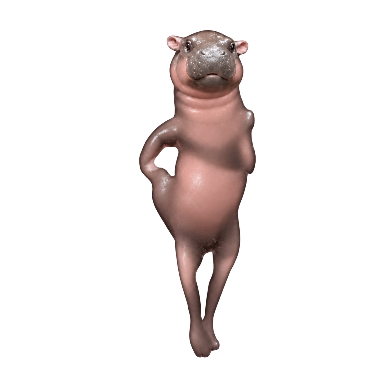 Dancing baby hippo with a confident pose